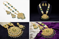 Traditional Green Stone Pearl Rani Haar Necklace Set – Temple Style Long Bridal Ethnic Jewellery | RHA0118
