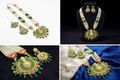 Traditional Peacock Design Pearl Rani Haar Necklace Set with Green Stones – Bridal Long Ethnic Jewellery | RHA0245